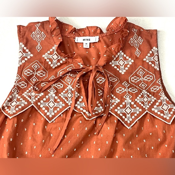 Mine for Anthropologie Women’s Terracotta Sleeveless Blouse Shirt Top Medium - Picture 4 of 16